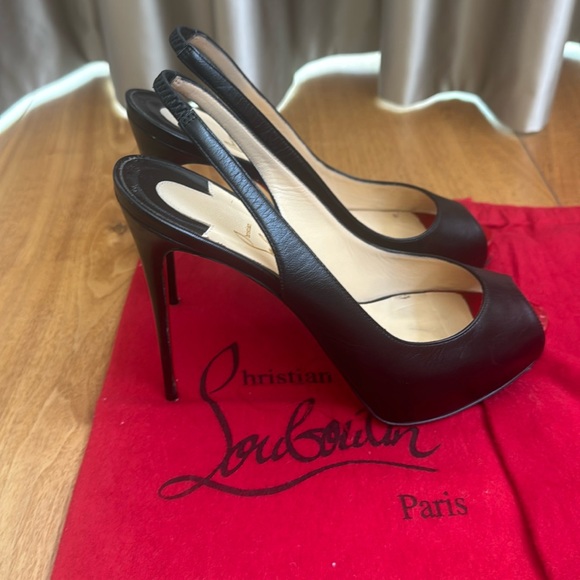 CHRISTIAN LOUBOUTIN No Prive 120 Kid/Cuoio Leather Black Size 38 - Picture 1 of 15